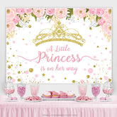 Rosa Und Gold Krone Wenig Prinzessin Babydusche Hintergrund